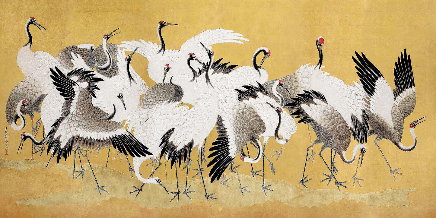 Japanese flock of cranes