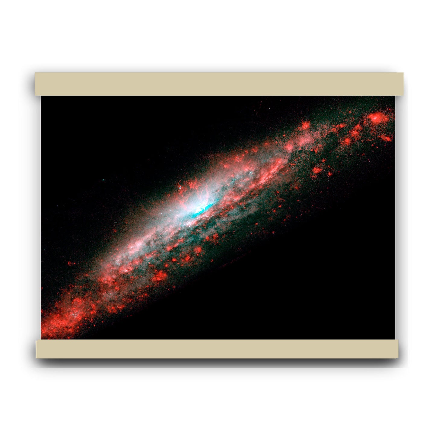 A lumpy bubble of hot gas rises from a cauldron of glowing matter in a distant galaxy | Hanging Canvas Art | Choice of Board Colors