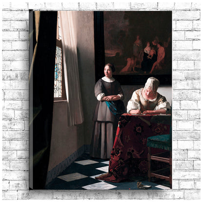 Lady Writing a Letter with her Maid) by Johannes Vermeer
