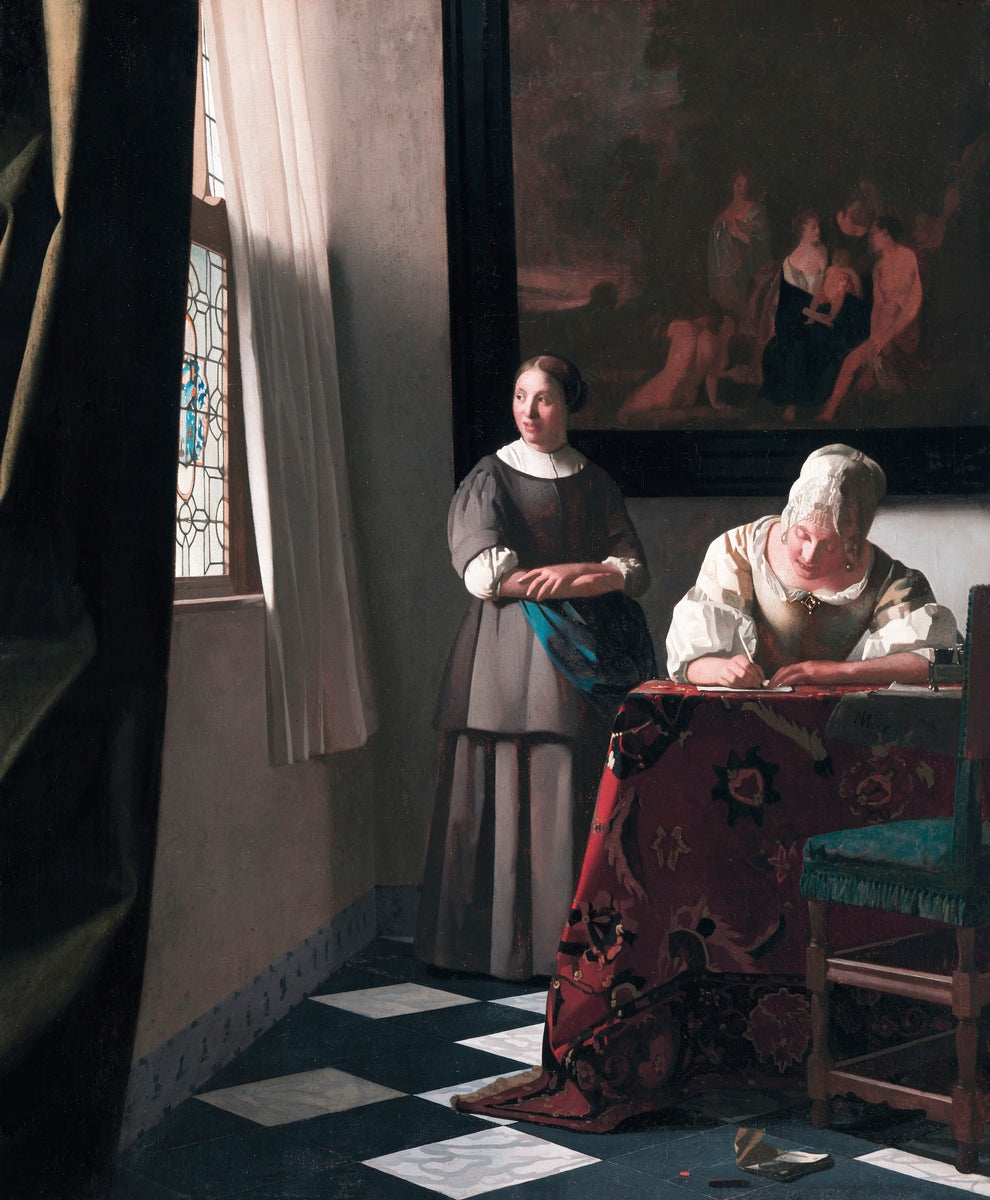 Lady Writing a Letter with her Maid by Johannes Vermeer