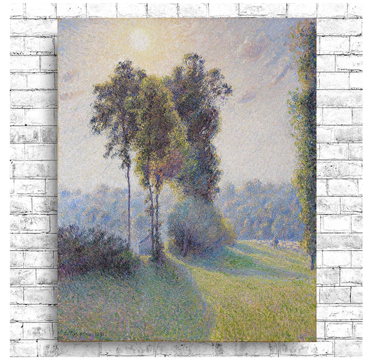 Landscape at Saint-Charles, near Gisors, Sunset (1891) by Camile Pissarro - Buy Print Only or Mounted with Choice of Accent Color