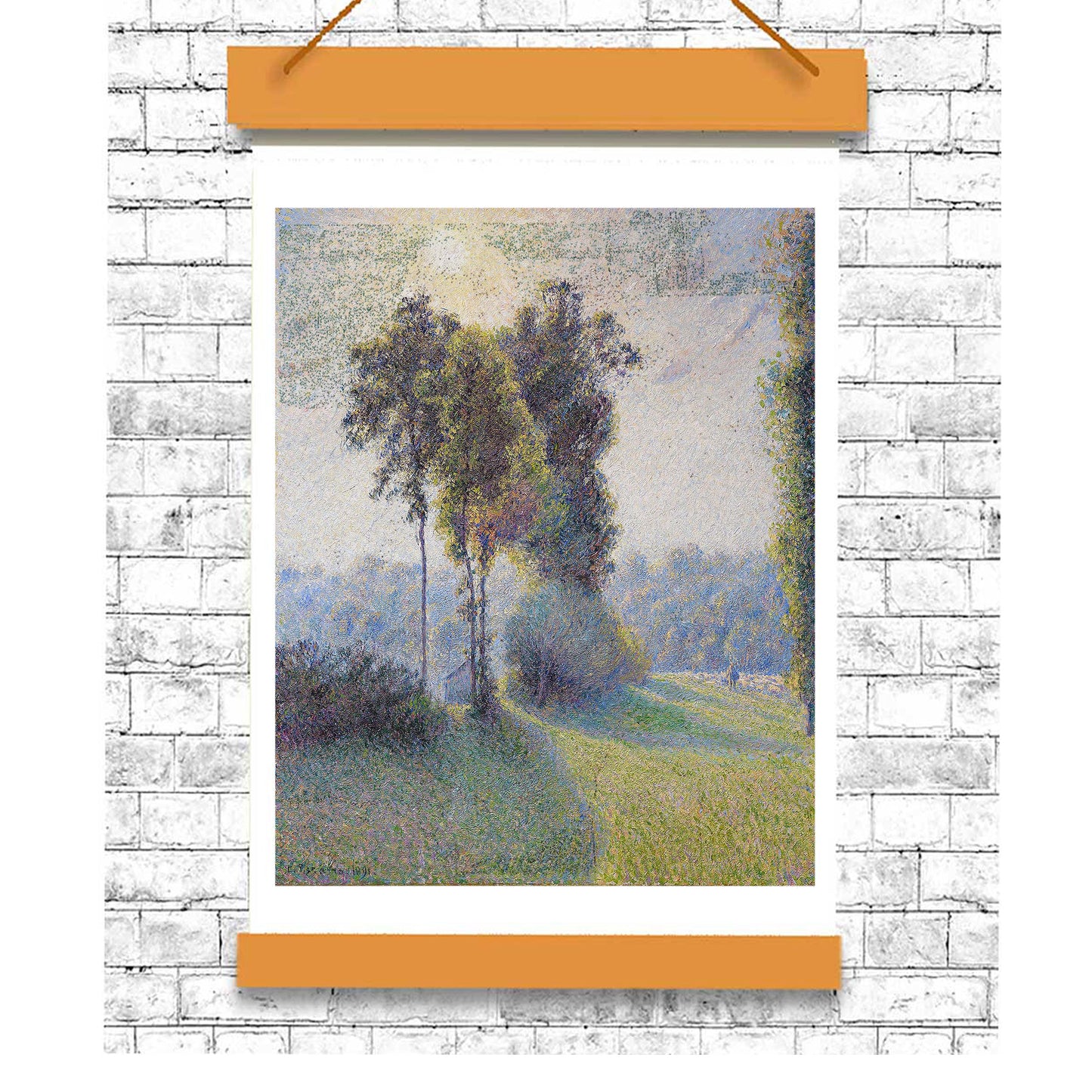 Landscape at Saint-Charles, near Gisors, Sunset (1891) by Camile Pissarro - Buy Print Only or Mounted with Choice of Accent Color