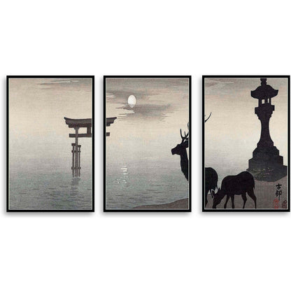 Landscape with Torii and Deer  | Choose Style | Size & Trim Color