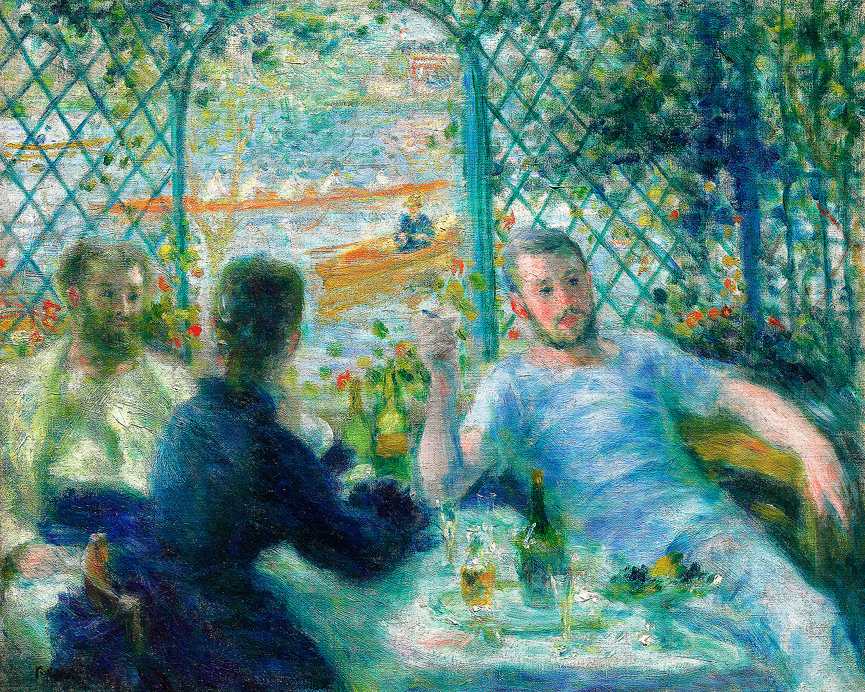 Lunch at the Restaurant Fournaise by Pierre Renoir - Buy Print Only or Mounted with Choice of Accent Color