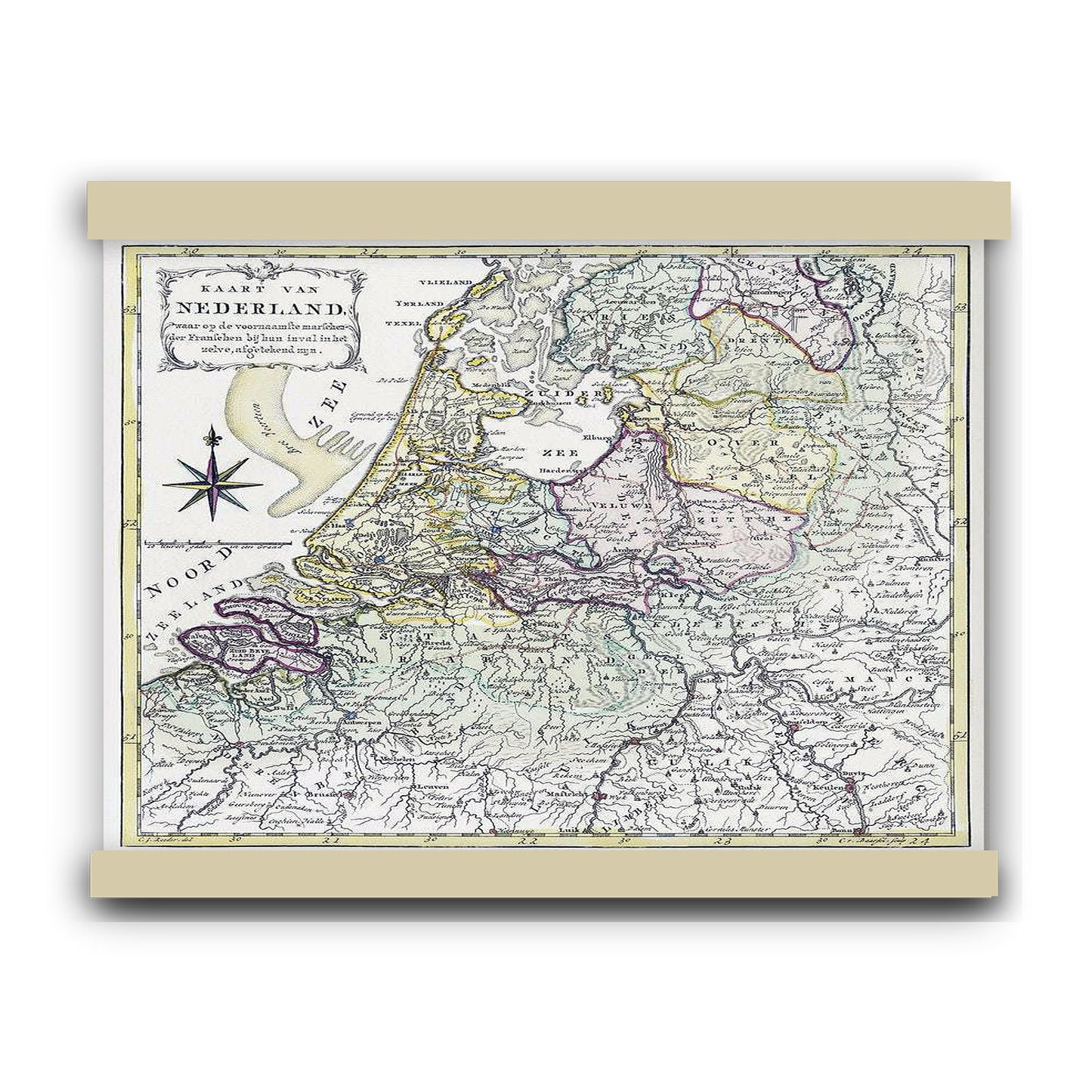 A Kaart van Nederland met de marsroutes van het Franse leger (1792) by Cornelis van Baarsel