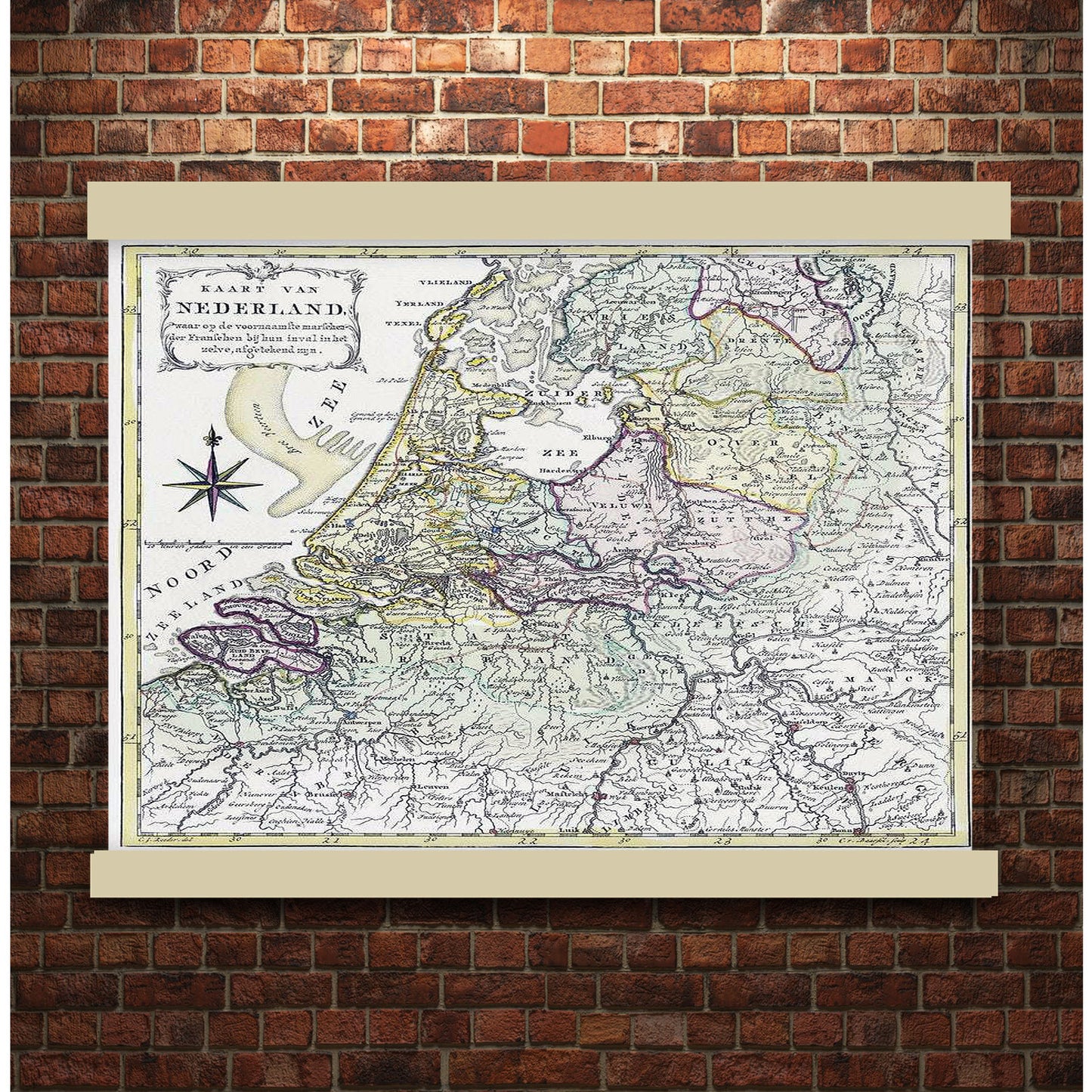 A Kaart van Nederland met de marsroutes van het Franse leger (1792) by Cornelis van Baarsel