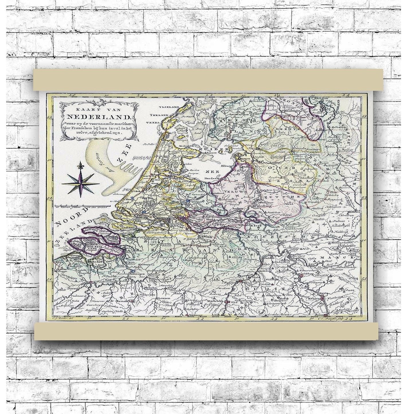 A Kaart van Nederland met de marsroutes van het Franse leger (1792) by Cornelis van Baarsel