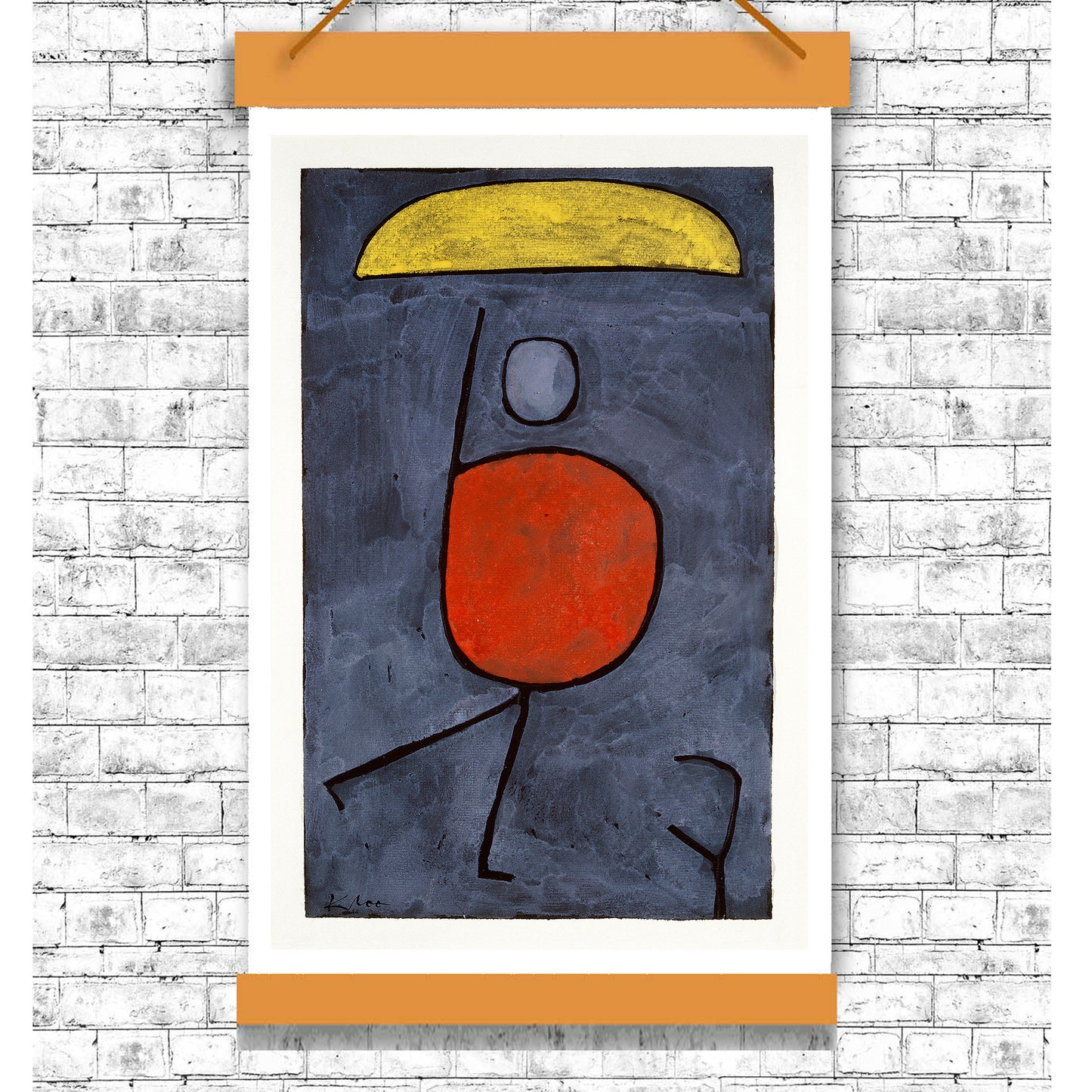 Man Under Umbrella by Paul Klee - Buy Print Only or Mounted with Choice of Accent Color