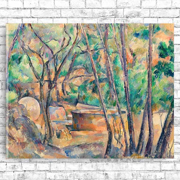 Millstone and Cistern under Trees by Paul Cezanne - Buy Print Only or Mounted with Choice of Accent Color