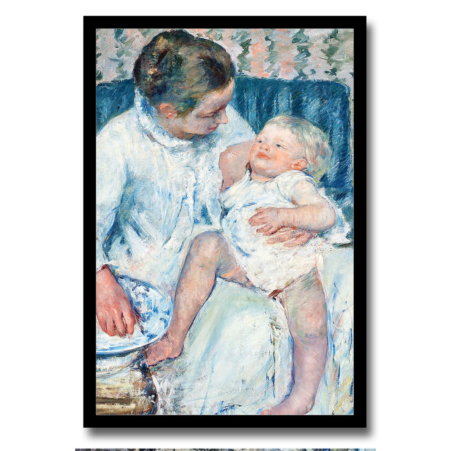 Mother About to Wash Her Sleepy Child (1880) by Mary Casset - Buy Print Only or Mounted with Choice of Accent Color