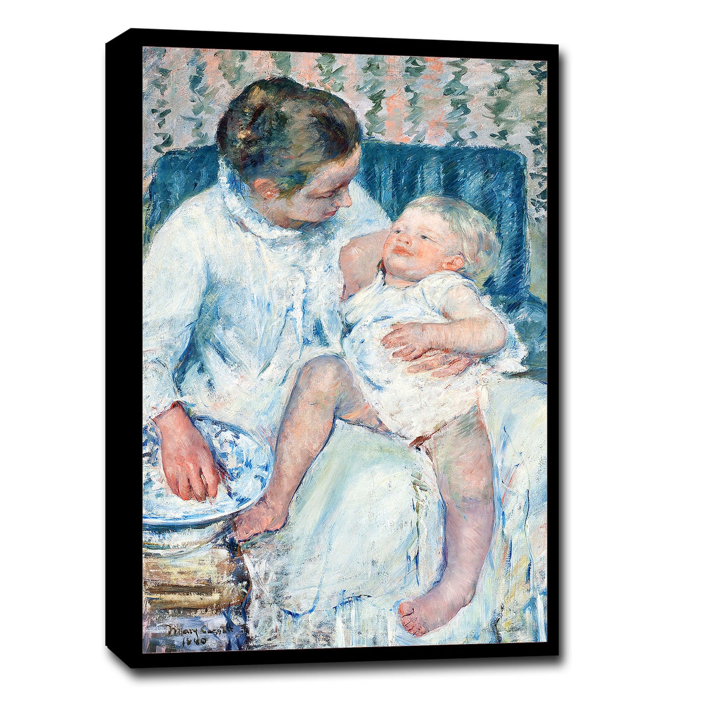 Mother About to Wash Her Sleepy Child (1880) by Mary Casset - Buy Print Only or Mounted with Choice of Accent Color