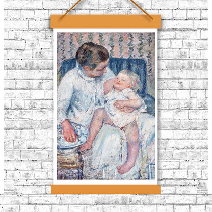 A framed print depicting a mother and her child in a tender interaction, with options for mounting or framing the artwork.
