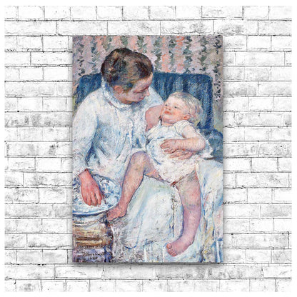 Mother About to Wash Her Sleepy Child (1880) by Mary Casset
