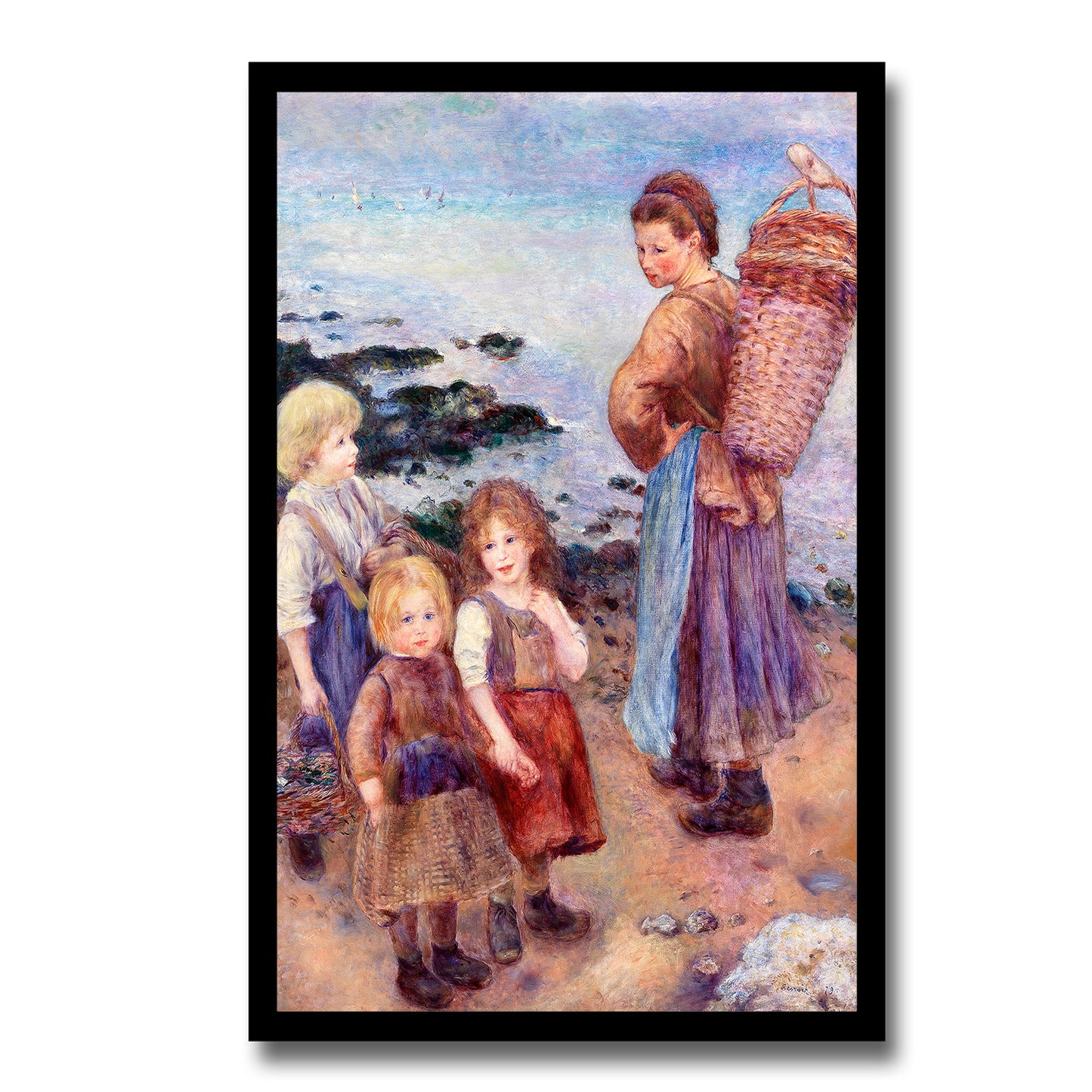 Mussel-Fishers at Berneval by Pierre Renoir - Buy Print Only or Mounted with Choice of Accent Color