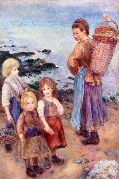 Mussel-Fishers at Berneval by Pierre Renoir - Buy Print Only or Mounted with Choice of Accent Color