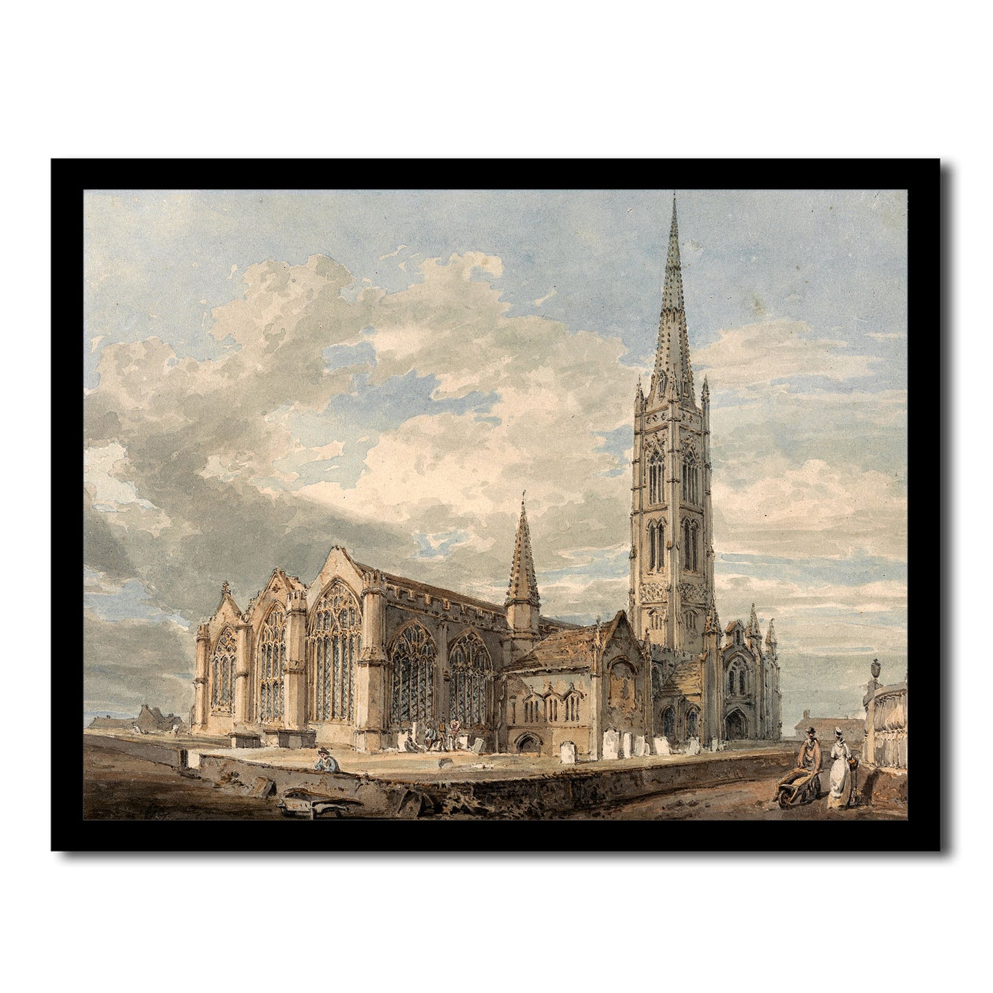 North East View of Grantham Church, Lincolnshire by J.M.W. Turner - Buy Print Only or Mounted with Choice of Accent Color