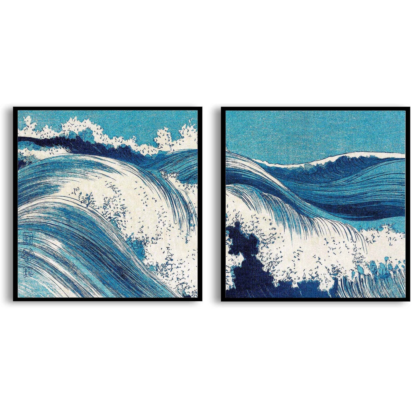 Ocean Waves Vintage Japanese Two  | Choose Style | Size & Trim Color