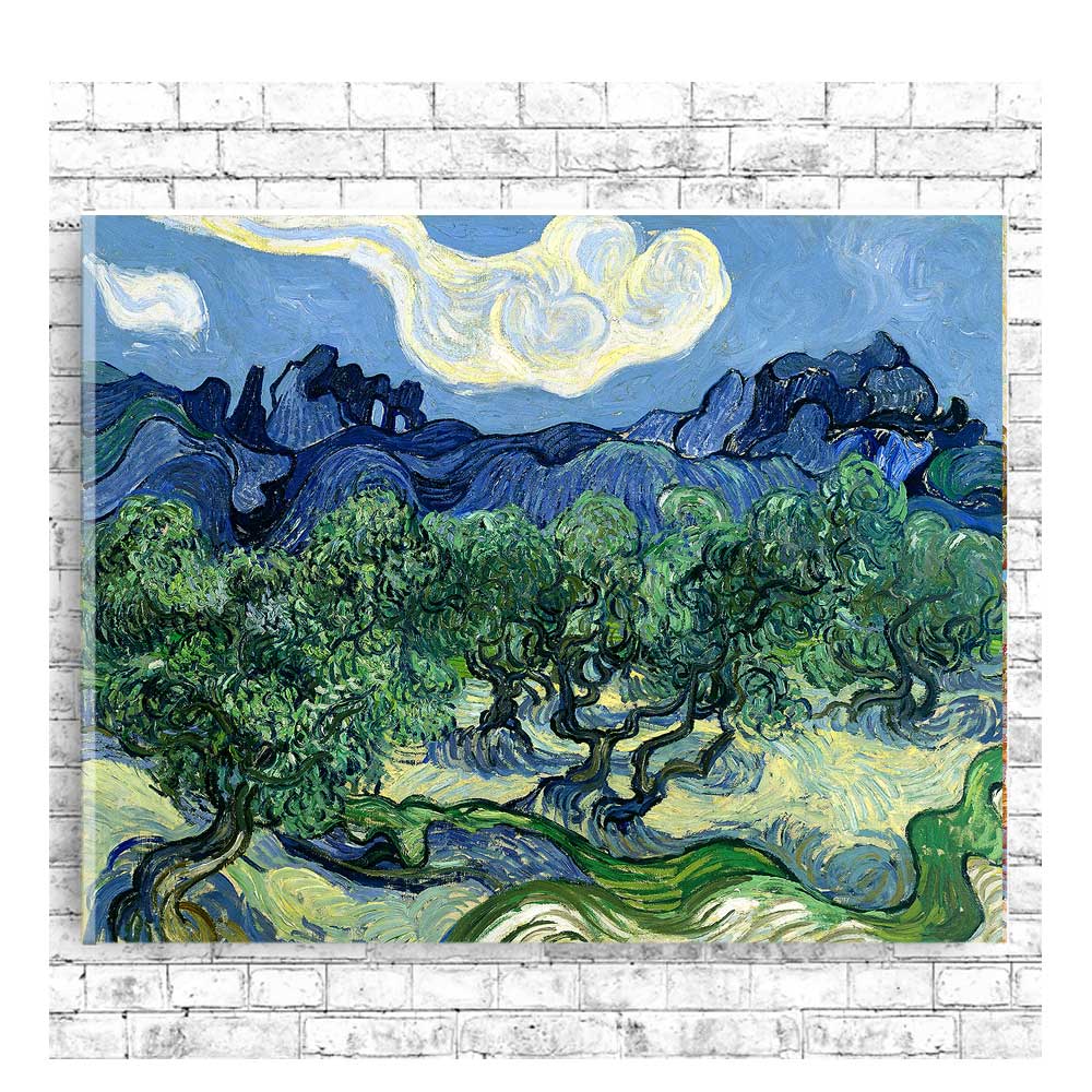 Olive Trees with the Alpilles in the Background by Vincent van Gogh - Buy Print Only or Mounted with Choice of Accent Color