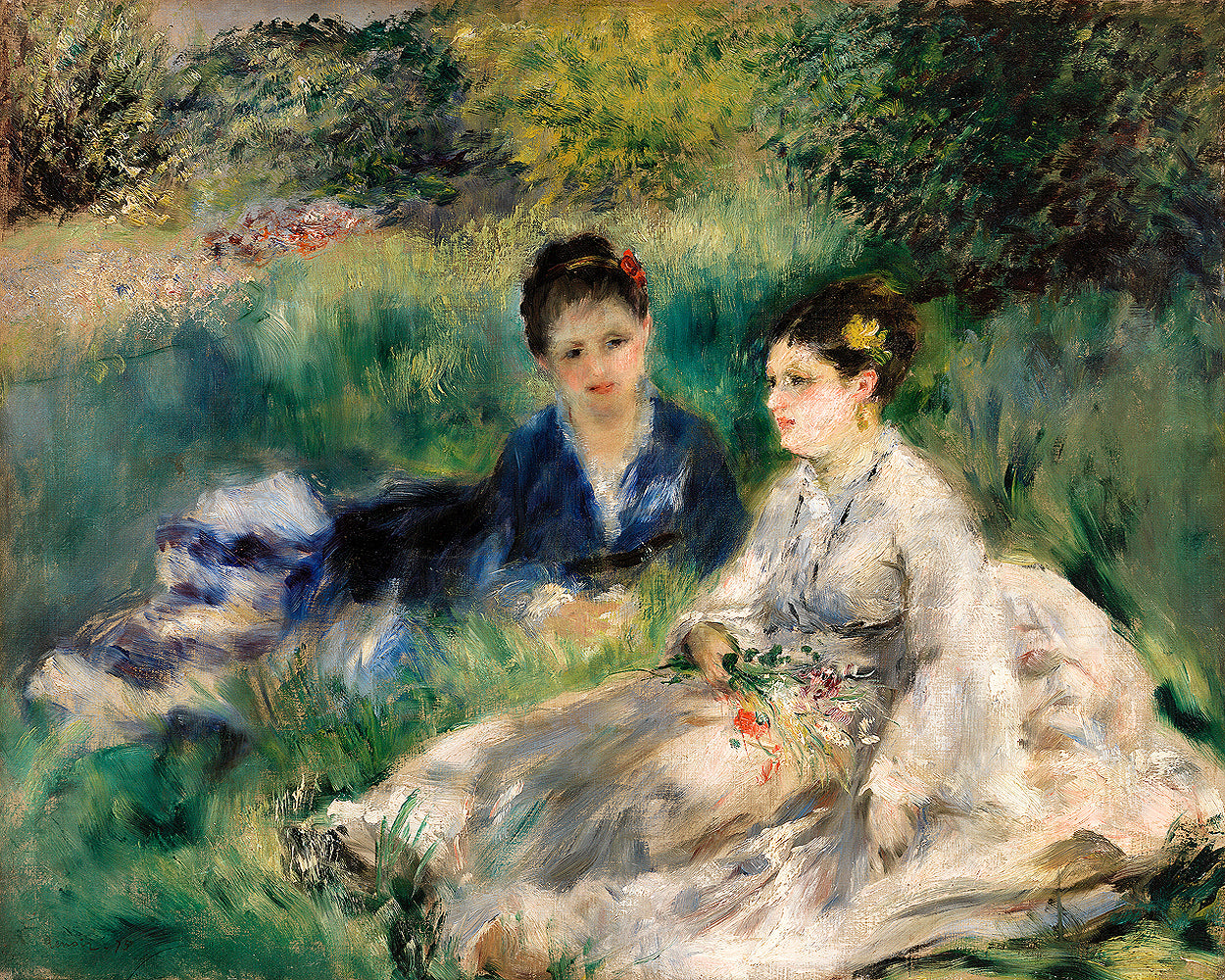 On the Grass by Pierre Renoir - Buy Print Only or Mounted with Choice of Accent Color