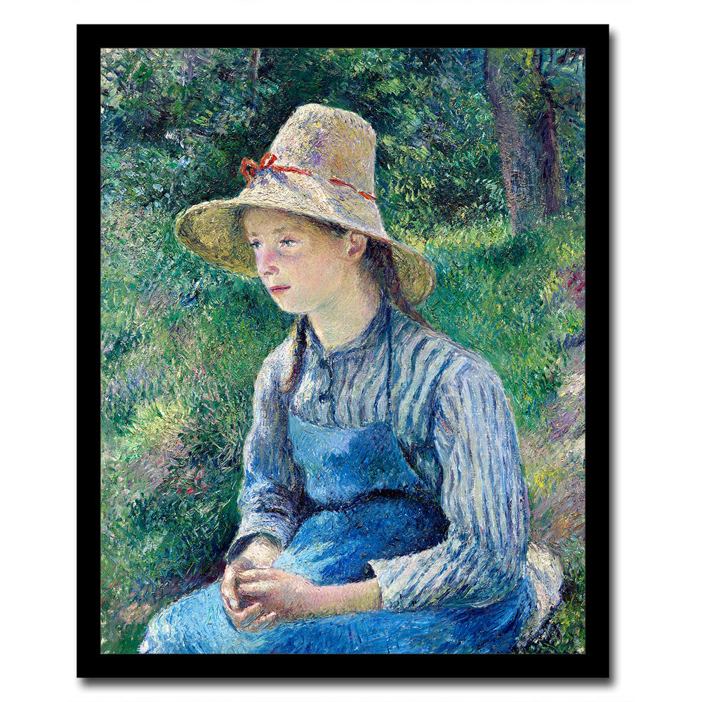Peasant Girl with a Straw Hat (1881) by Camile Pissarro - Buy Print Only or Mounted with Choice of Accent Color