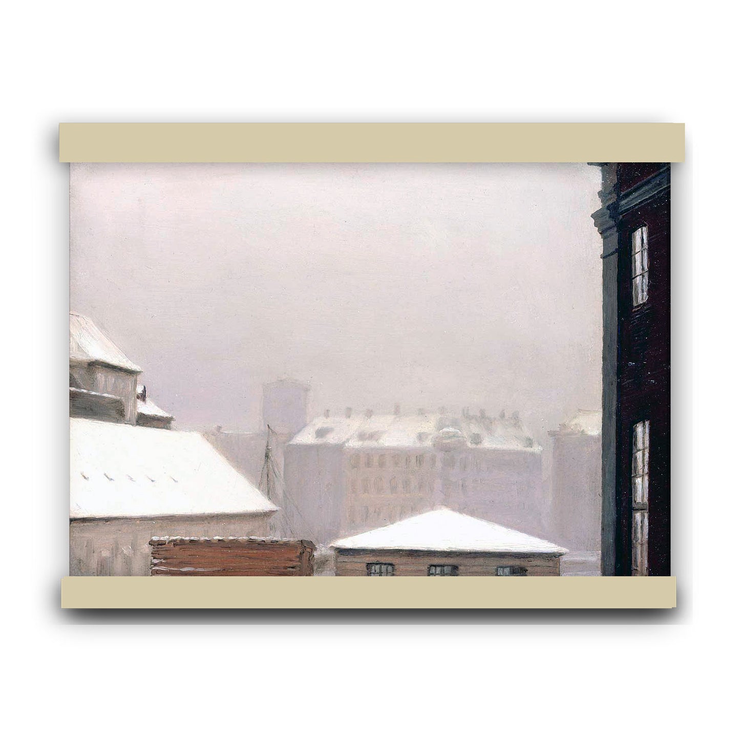 Copenhagen: Roofs Under the Snow 1900 by Peder Severin Kroyer | Hanging Canvas Art | Choice of Board Colors