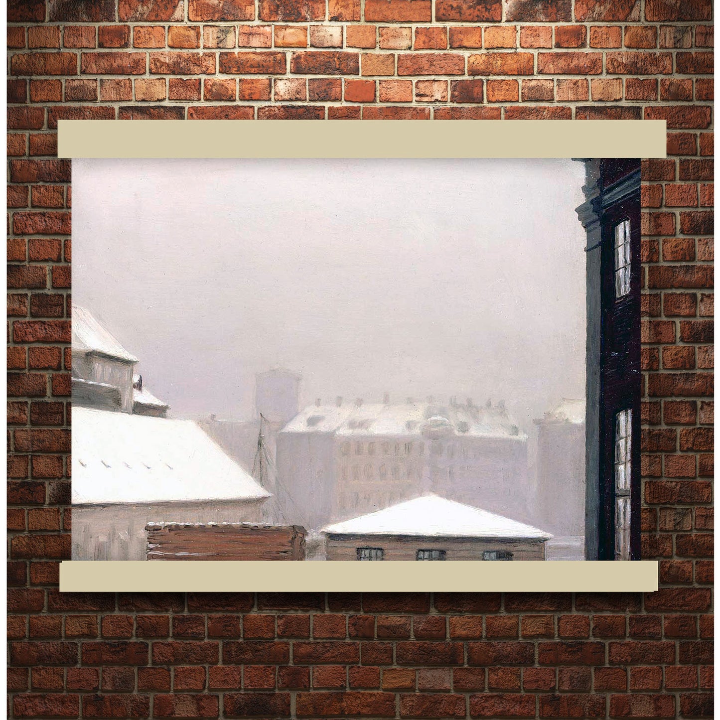 Copenhagen: Roofs Under the Snow 1900 by Peder Severin Kroyer | Hanging Canvas Art | Choice of Board Colors