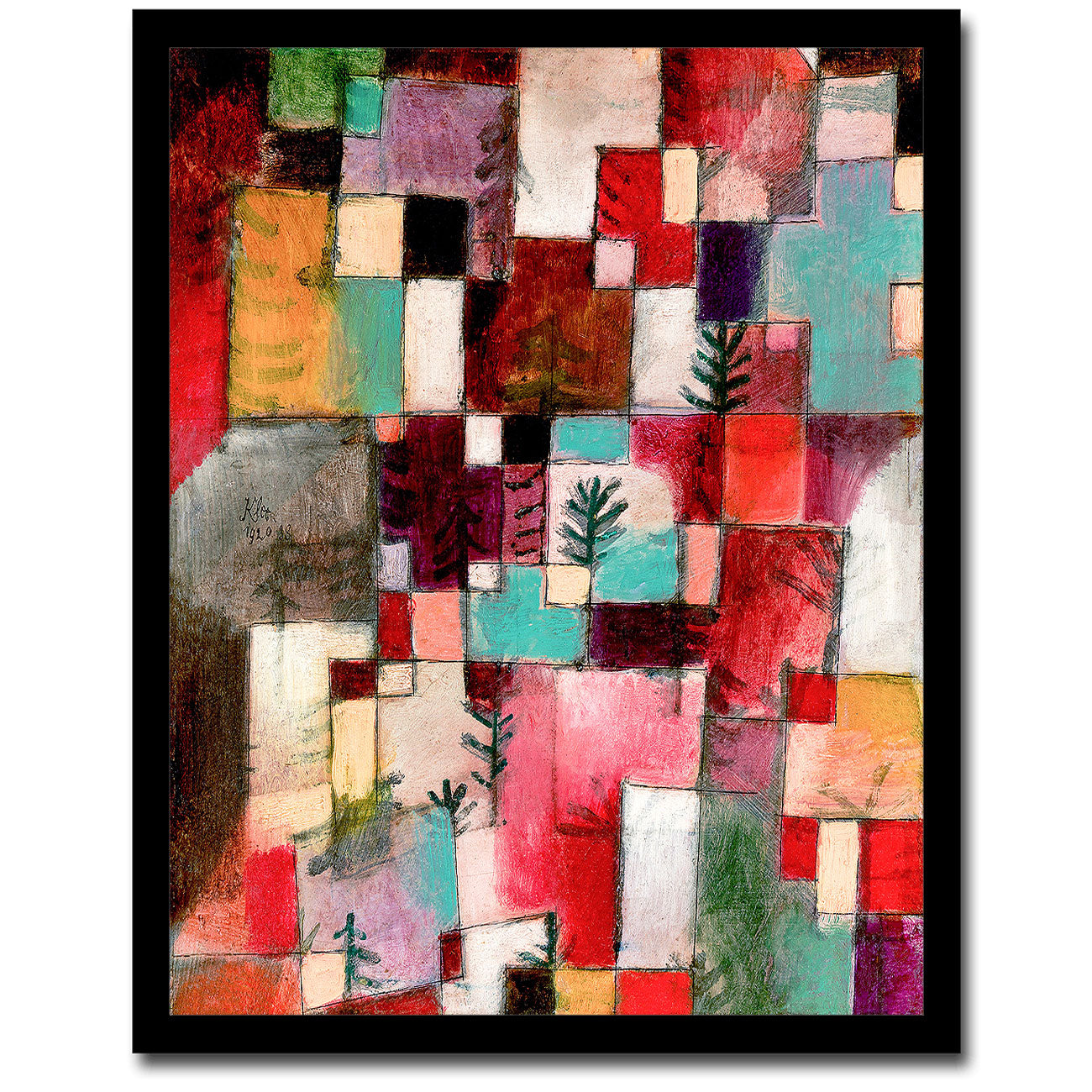 Red green and Violet–Yellow Rhythms (1920) by Paul Klee - Buy Print Only or Mounted with Choice of Accent Color