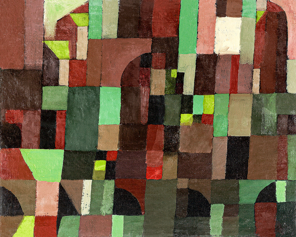 Red and Green Architecture (1922) by Paul Klee - Buy Print Only or Mounted with Choice of Accent Color