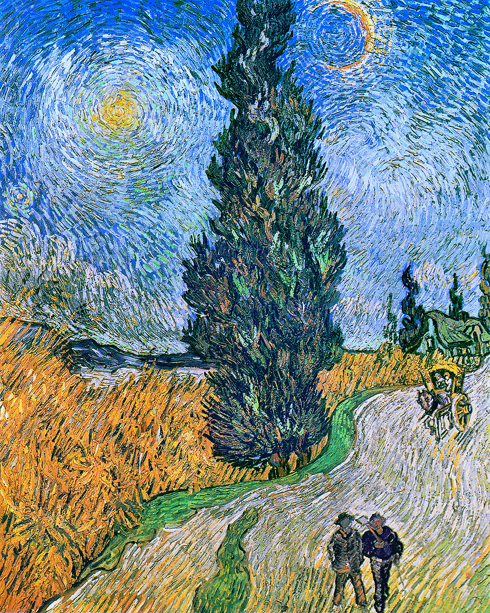 Road with Cypress and Star (1890) by Vincent Van Gogh - Buy Print Only or Mounted with Choice of Accent Color