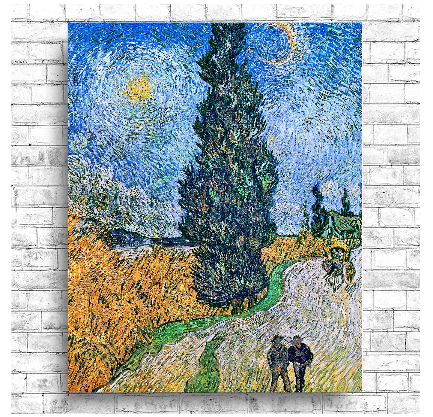 Road with Cypress and Star (1890) by Vincent Van Gogh - Buy Print Only or Mounted with Choice of Accent Color