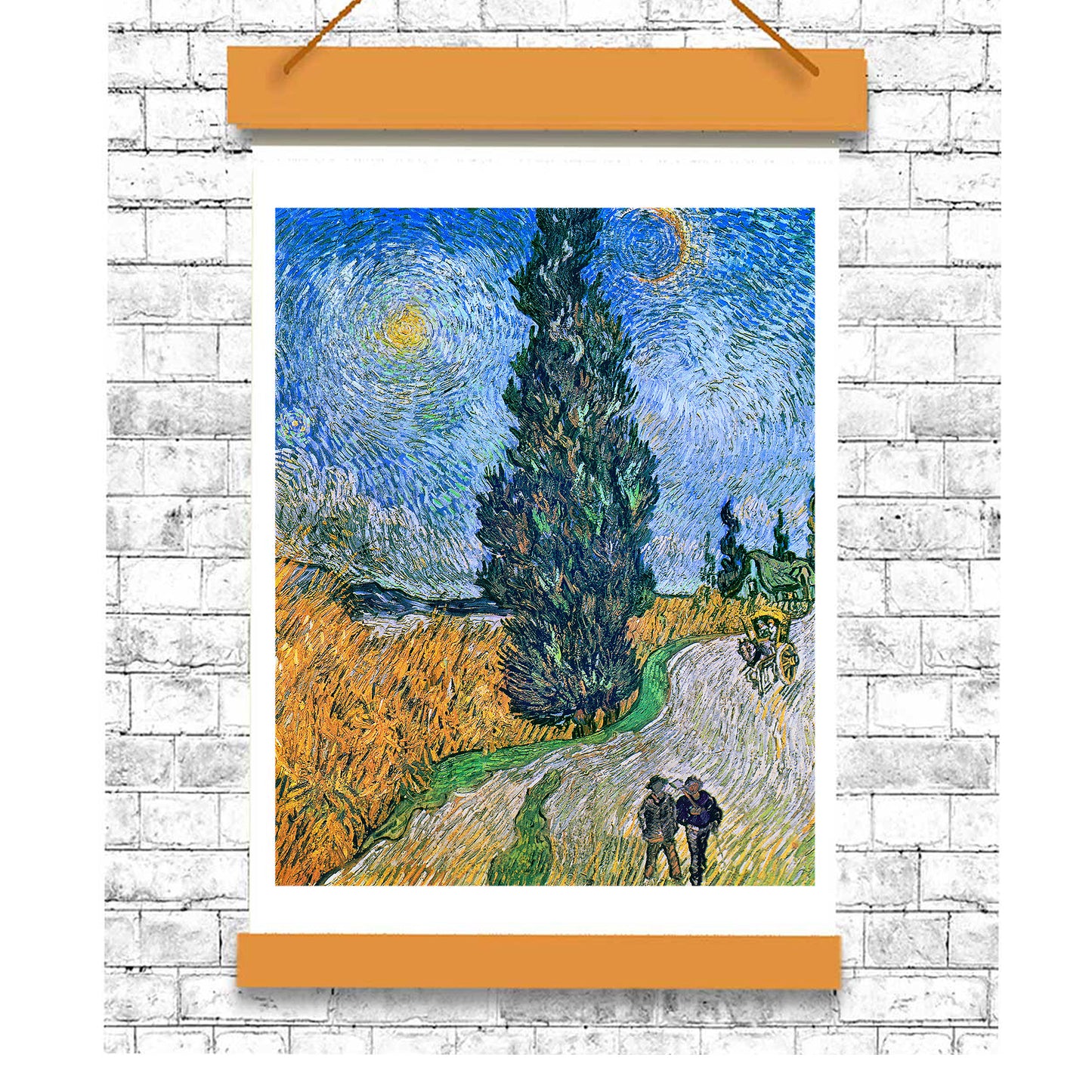 Road with Cypress and Star (1890) by Vincent Van Gogh - Buy Print Only or Mounted with Choice of Accent Color