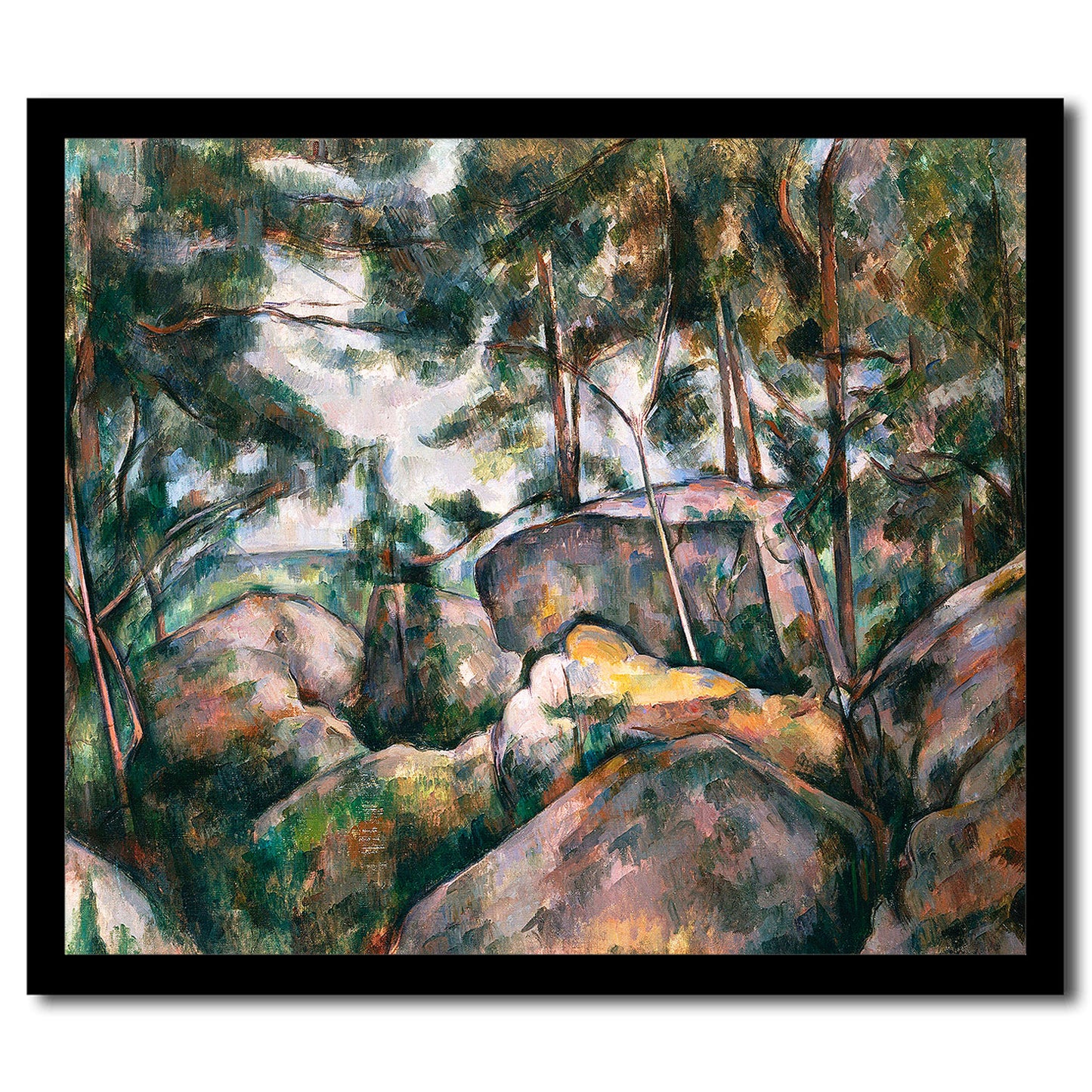 Rocks in the Forest (1890s) by Paul Cezanne - Buy Print Only or Mounted with Choice of Accent Color