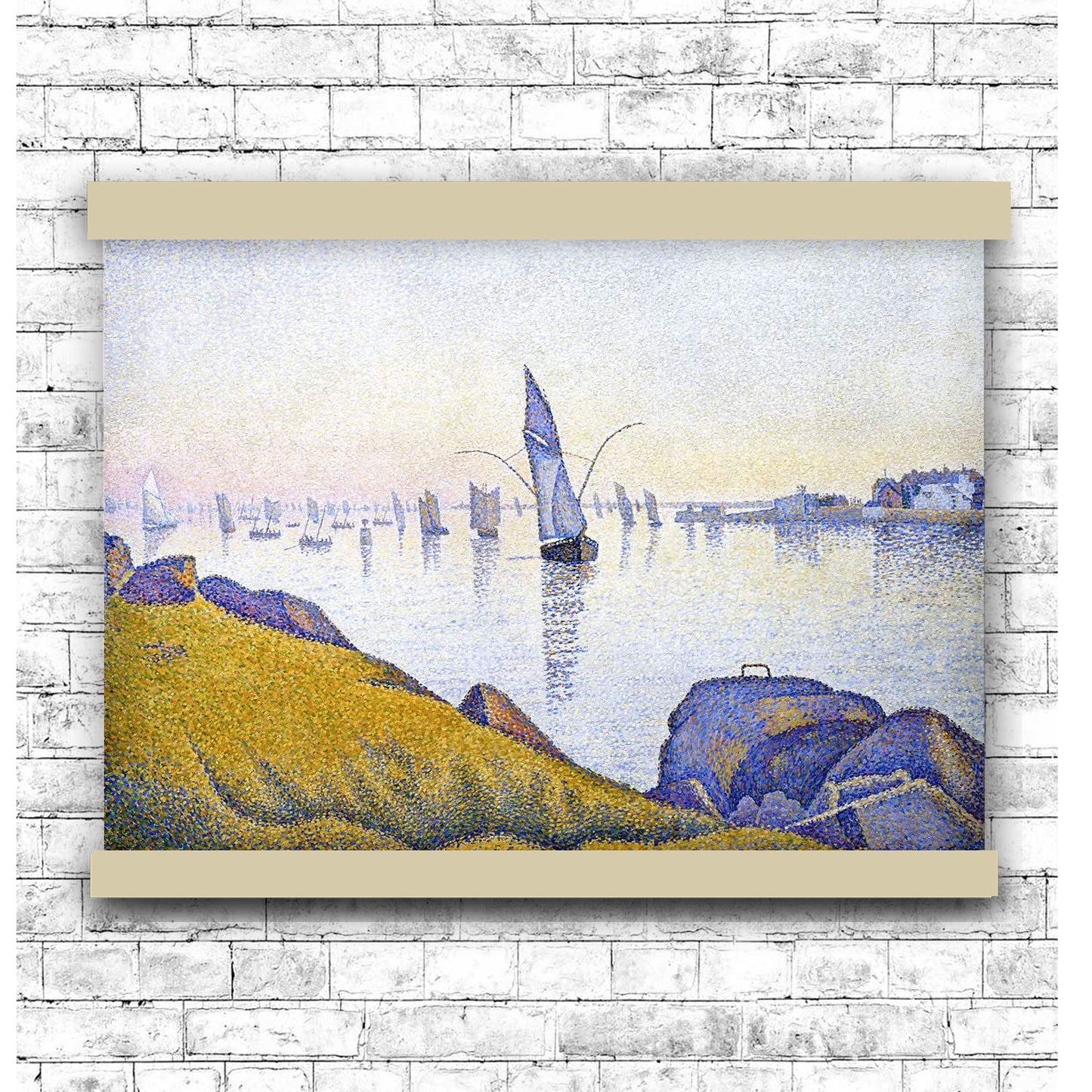 Evening Calm, Concarneau, Opus 220 (Allegro Maestoso) (1891) by Paul Signac | Hanging Canvas Art | Choice of Board Colors