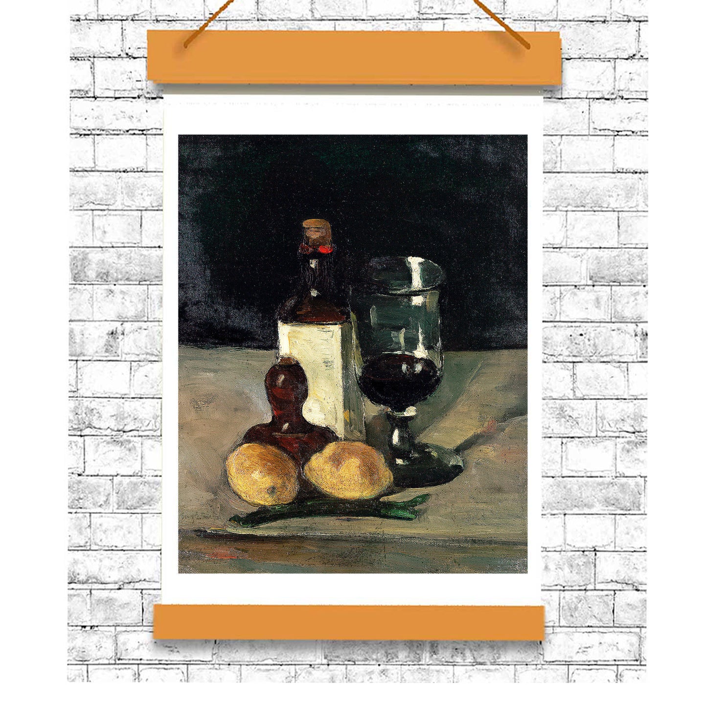 Still Life with Bottle, Glass, and Lemons - Buy Print Only or Mounted with Choice of Accent Color