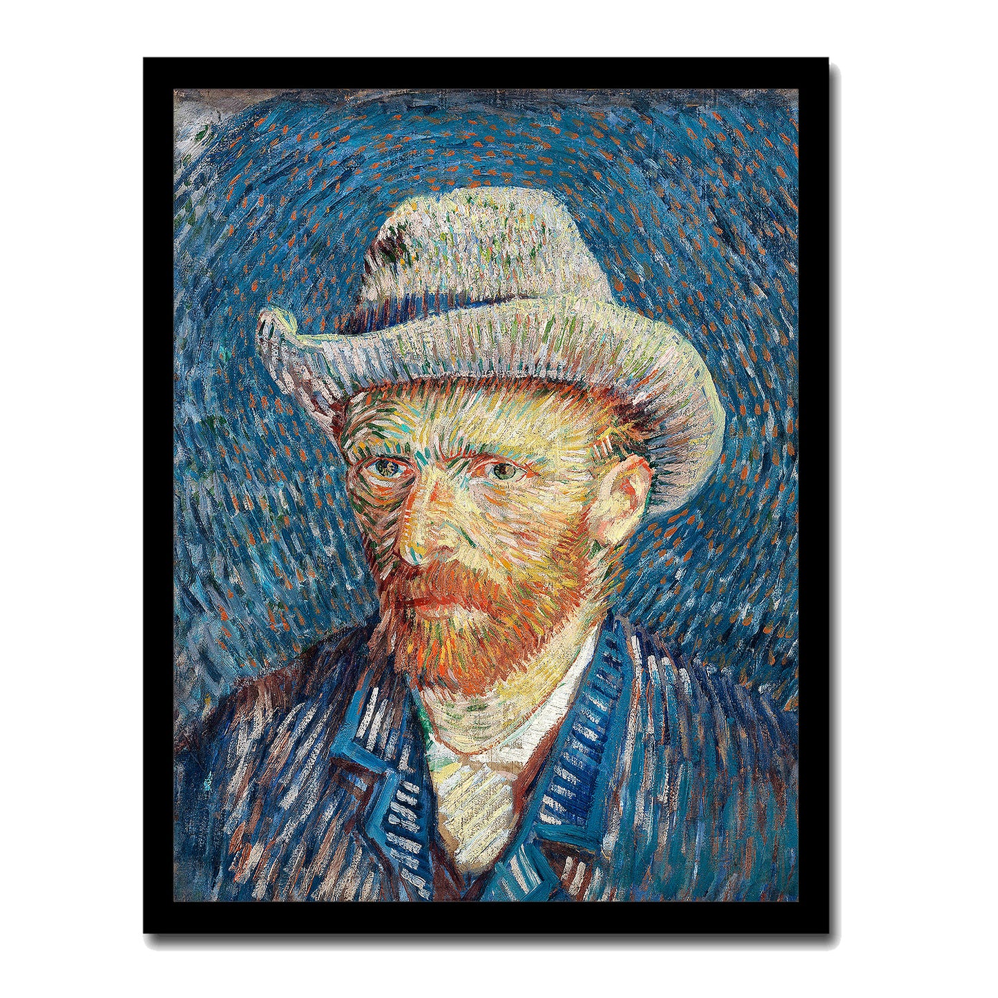 Self-Portrait with Grey Felt Hat (1887) by Vincent Van Gogh - Buy Print Only or Mounted with Choice of Accent Color