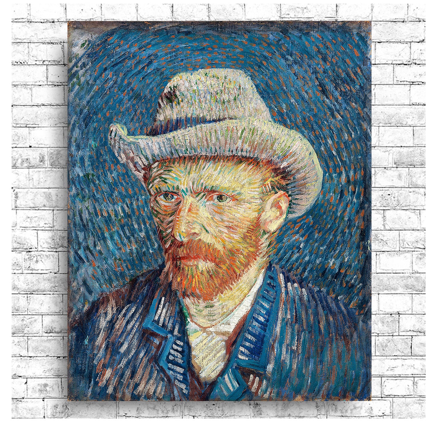 Self-Portrait with Grey Felt Hat (1887) by Vincent Van Gogh - Buy Print Only or Mounted with Choice of Accent Color