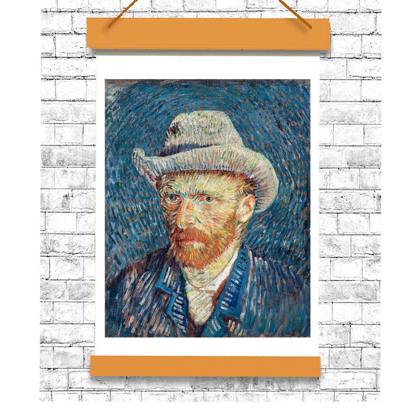 Self-Portrait with Grey Felt Hat (1887) by Vincent Van Gogh - Buy Print Only or Mounted with Choice of Accent Color
