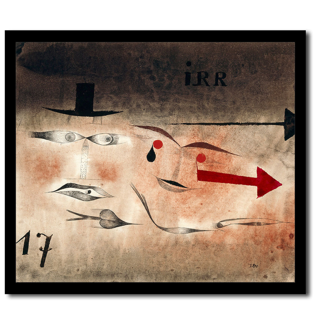 Seventeen, crazy (1923) by Paul Klee - Buy Print Only or Mounted with Choice of Accent Color