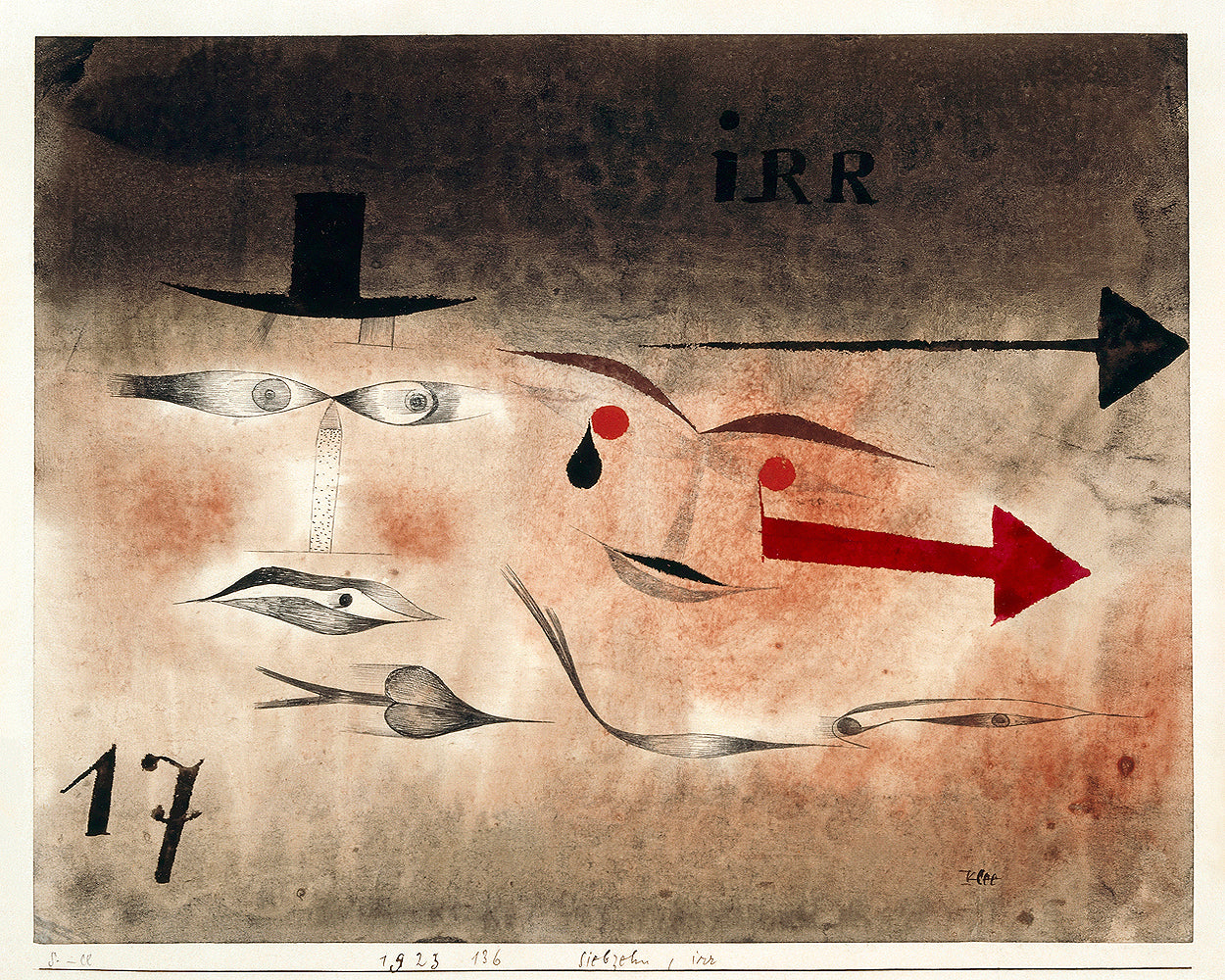 Seventeen, crazy (1923) by Paul Klee - Buy Print Only or Mounted with Choice of Accent Color