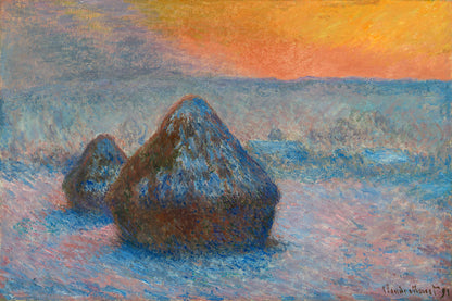 Stacks of Wheat (Sunset, Snow Effect) by Claud Monet