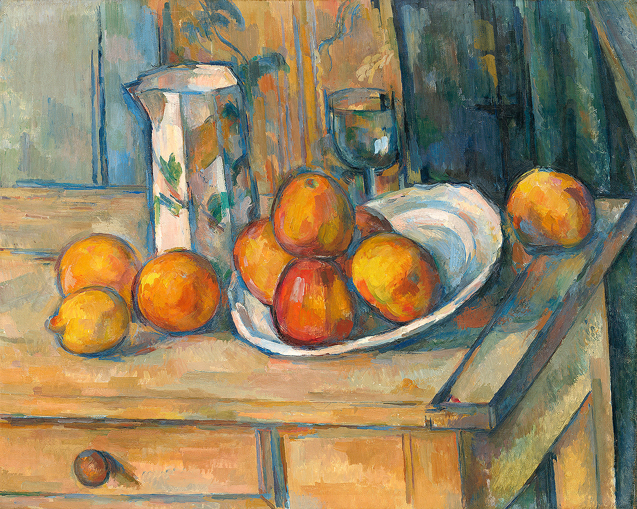 Still Life with Milk Jug and Fruit (ca. 1900) by Paul Cezanne - Buy Print Only or Mounted with Choice of Accent Color