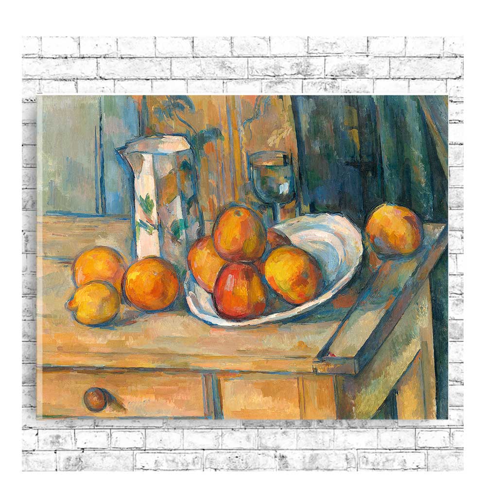 Still Life with Milk Jug and Fruit (ca. 1900) by Paul Cezanne - Buy Print Only or Mounted with Choice of Accent Color