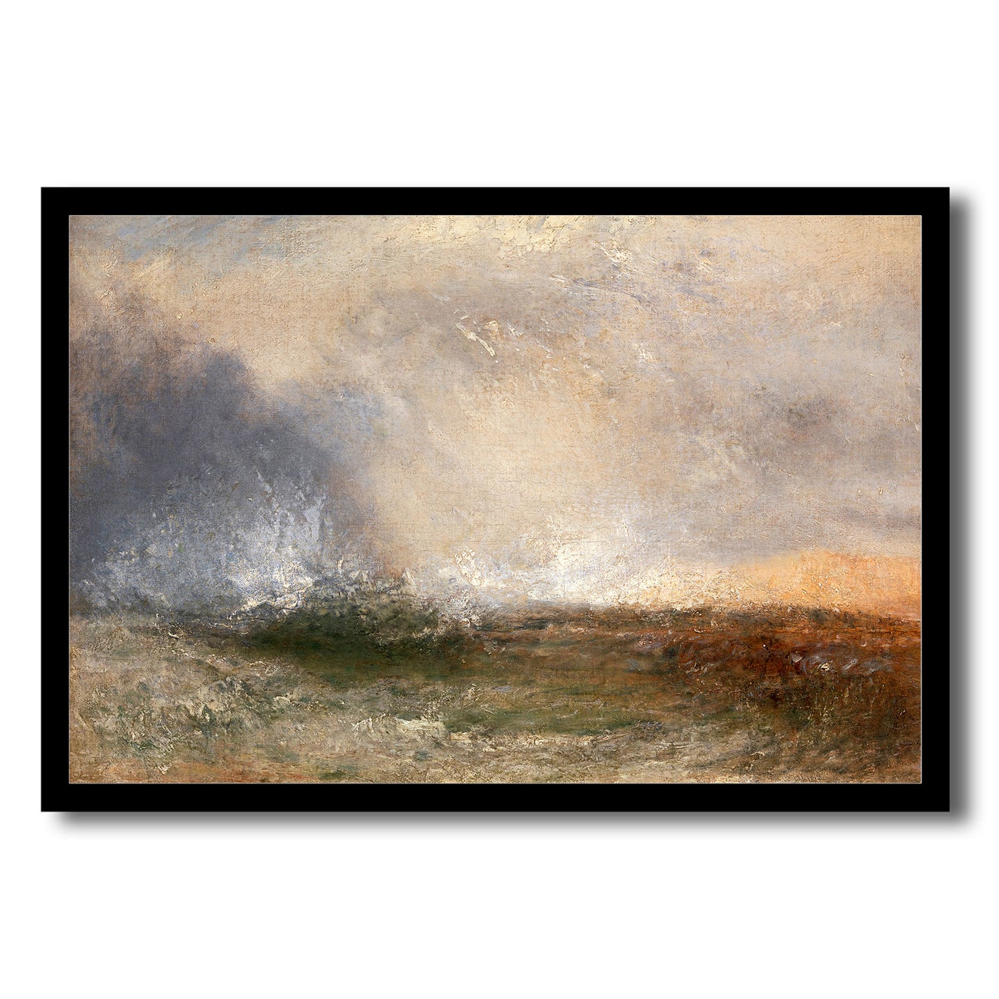 Stormy Sea Breaking on a Shore by J.M.W. Turner - Buy Print Only or Mounted with Choice of Accent Color
