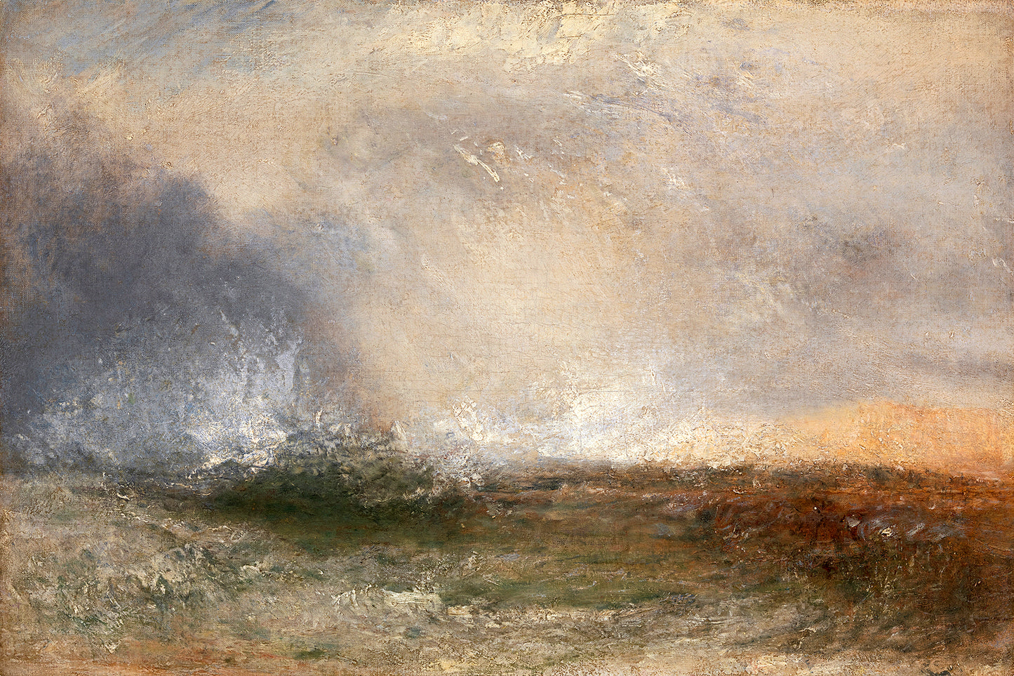 Stormy Sea Breaking on a Shore by J.M.W. Turner - Buy Print Only or Mounted with Choice of Accent Color