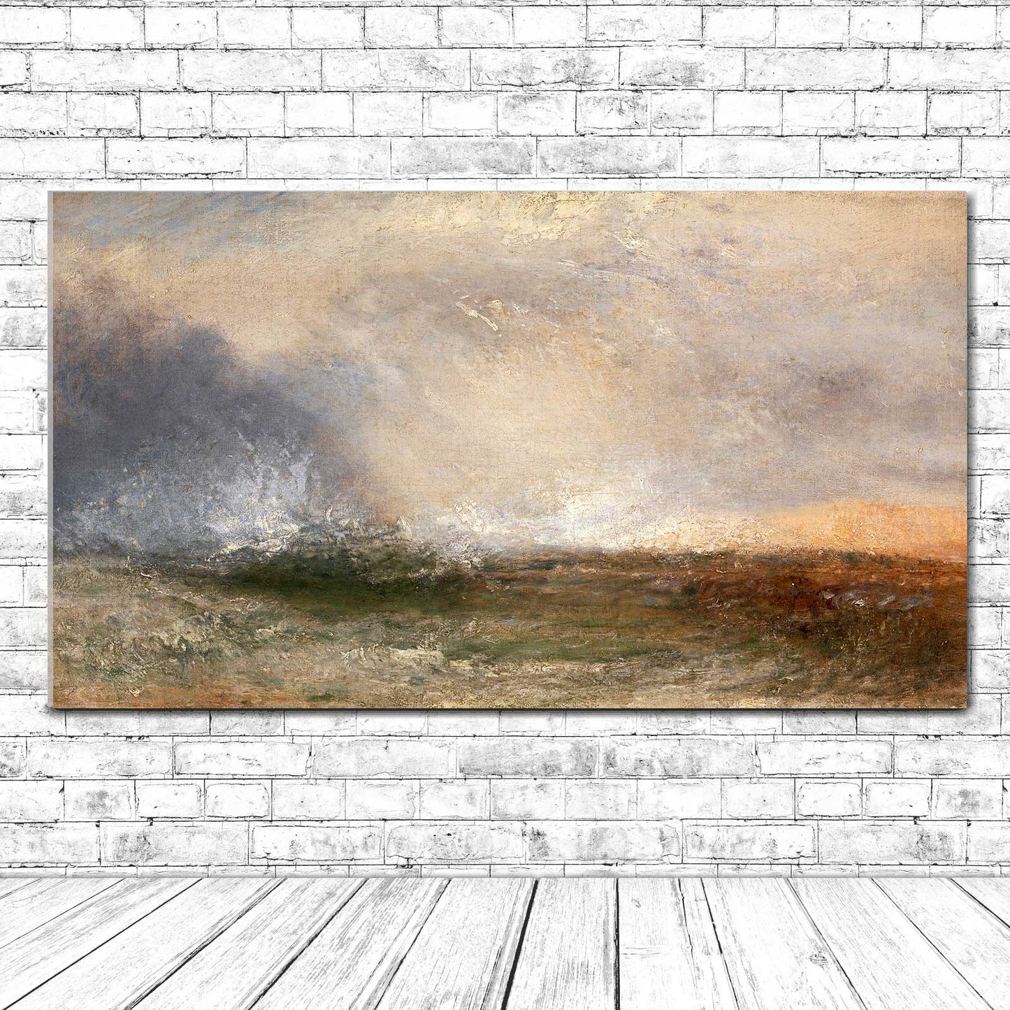 Stormy Sea Breaking on a Shore by J.M.W. Turner - Buy Print Only or Mounted with Choice of Accent Color