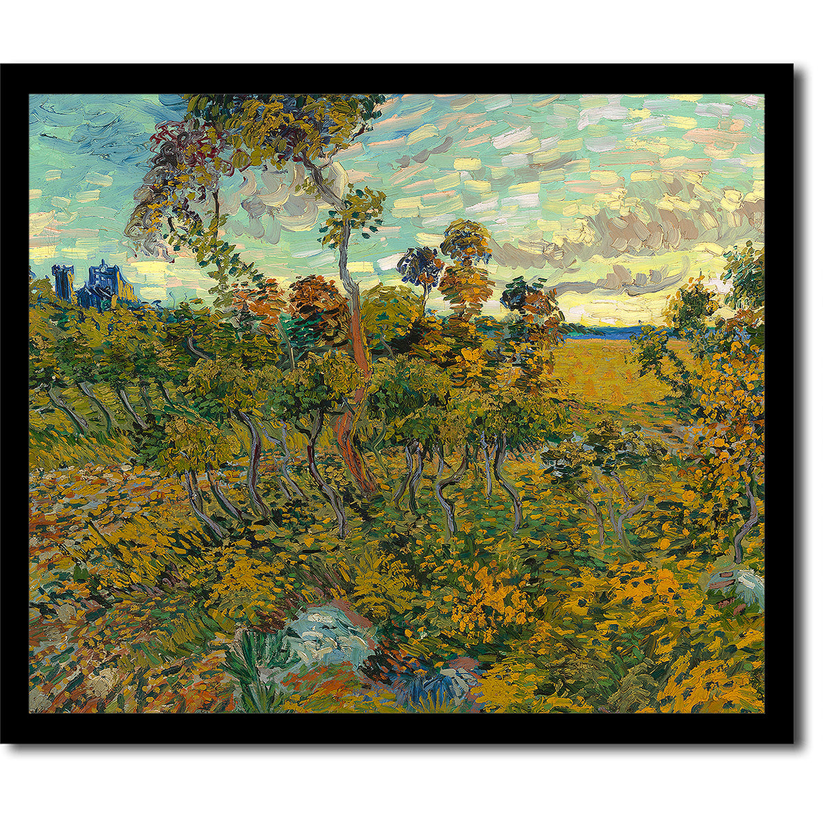 Sunset at Montmajour 1888 by Vincent van Gogh - Buy Print Only or Mounted with Choice of Accent Color