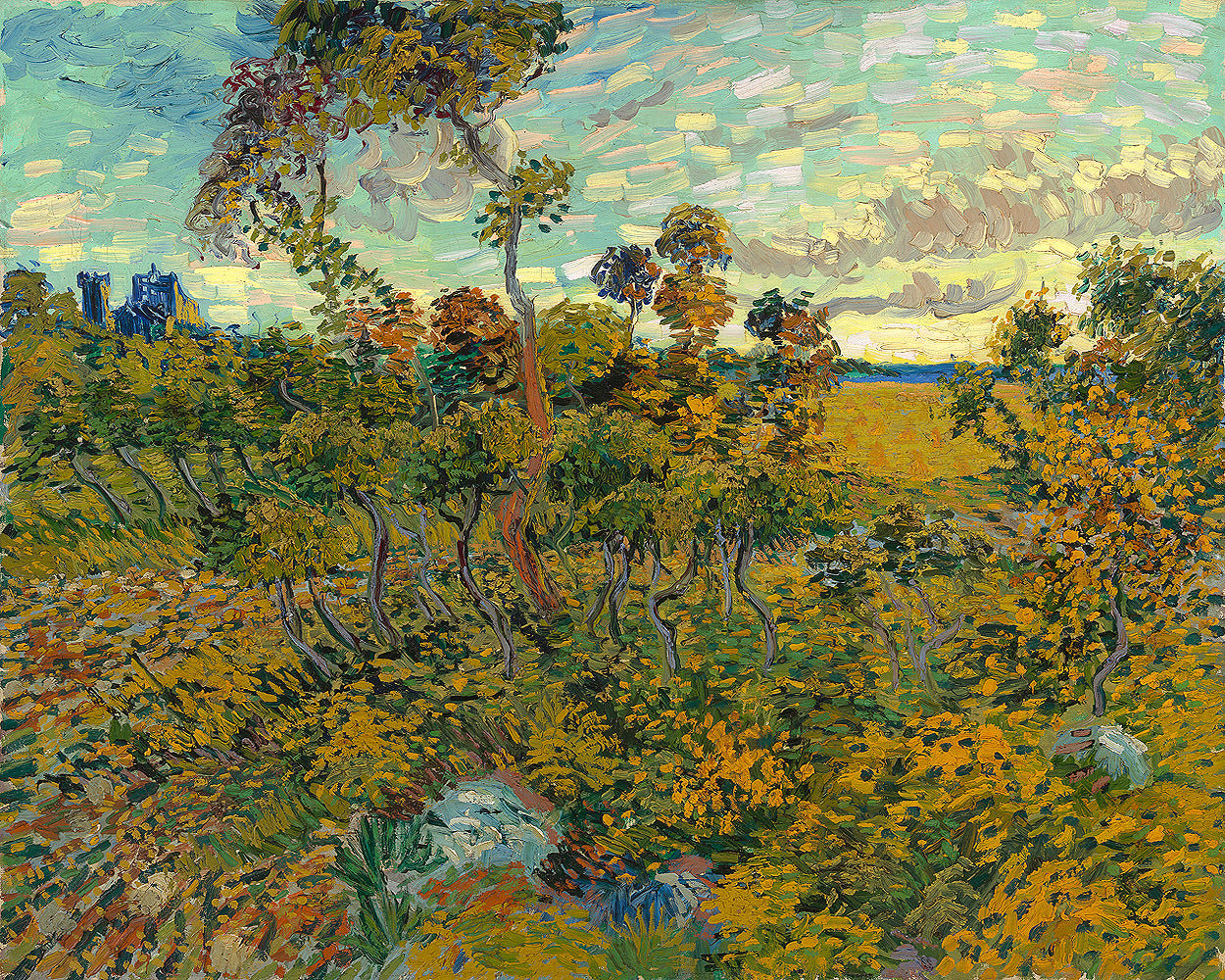 Sunset at Montmajour 1888 by Vincent van Gogh - Buy Print Only or Mounted with Choice of Accent Color