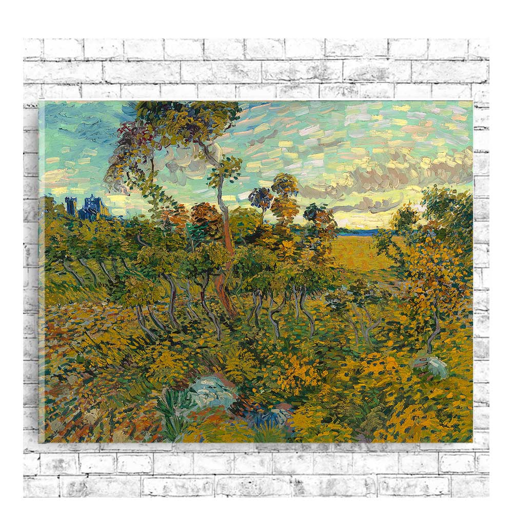 Sunset at Montmajour 1888 by Vincent van Gogh - Buy Print Only or Mounted with Choice of Accent Color