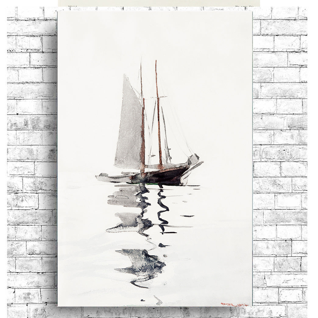 Two–masted Schooner with Dory (1894) by Winslow Homer