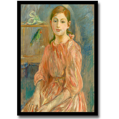 The Artist's Daughter with a Parakeet (1890) by Berthe Morisot - Buy Print Only or Mounted with Choice of Accent Color
